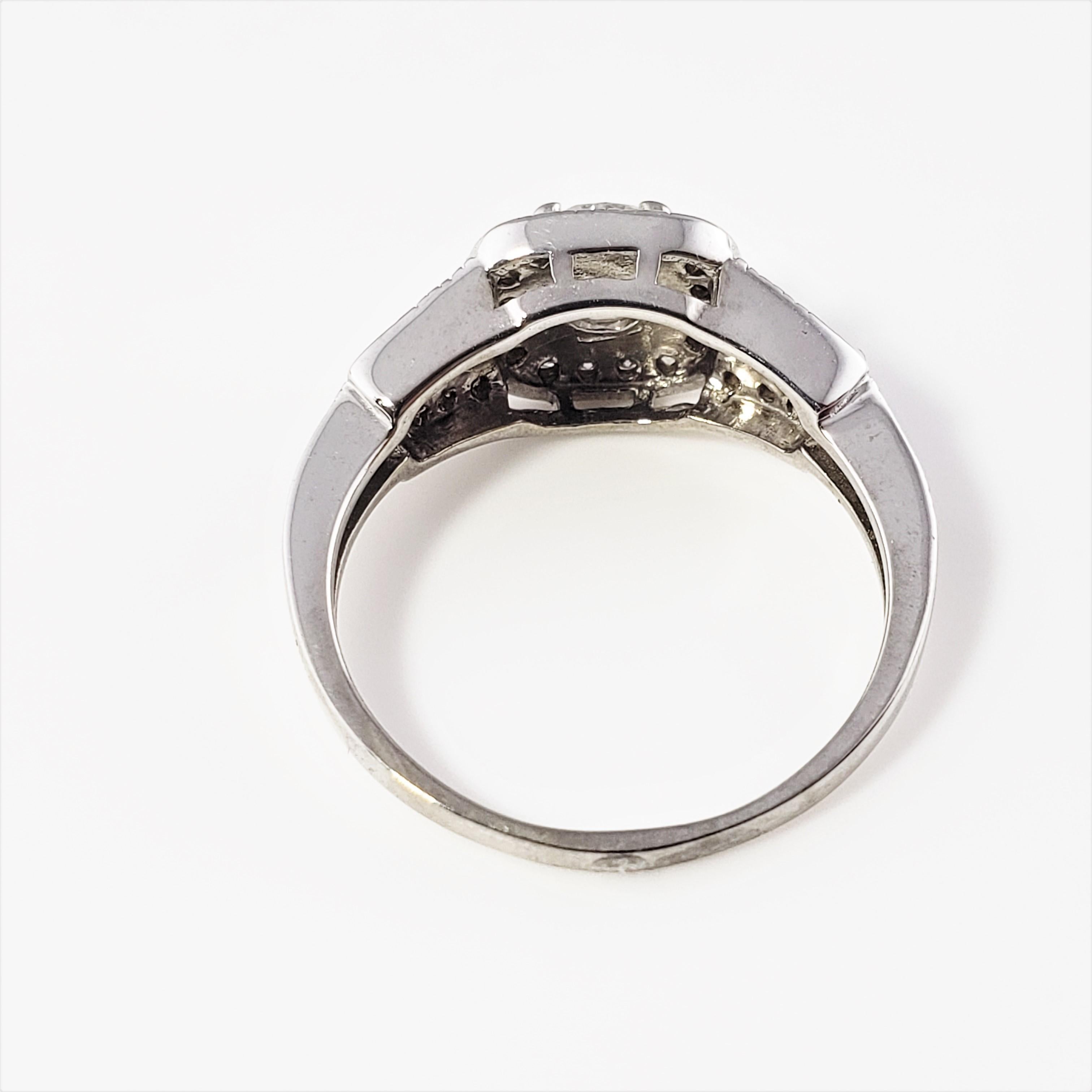 Women's Vintage 14 Karat White Gold Diamond Engagement Ring