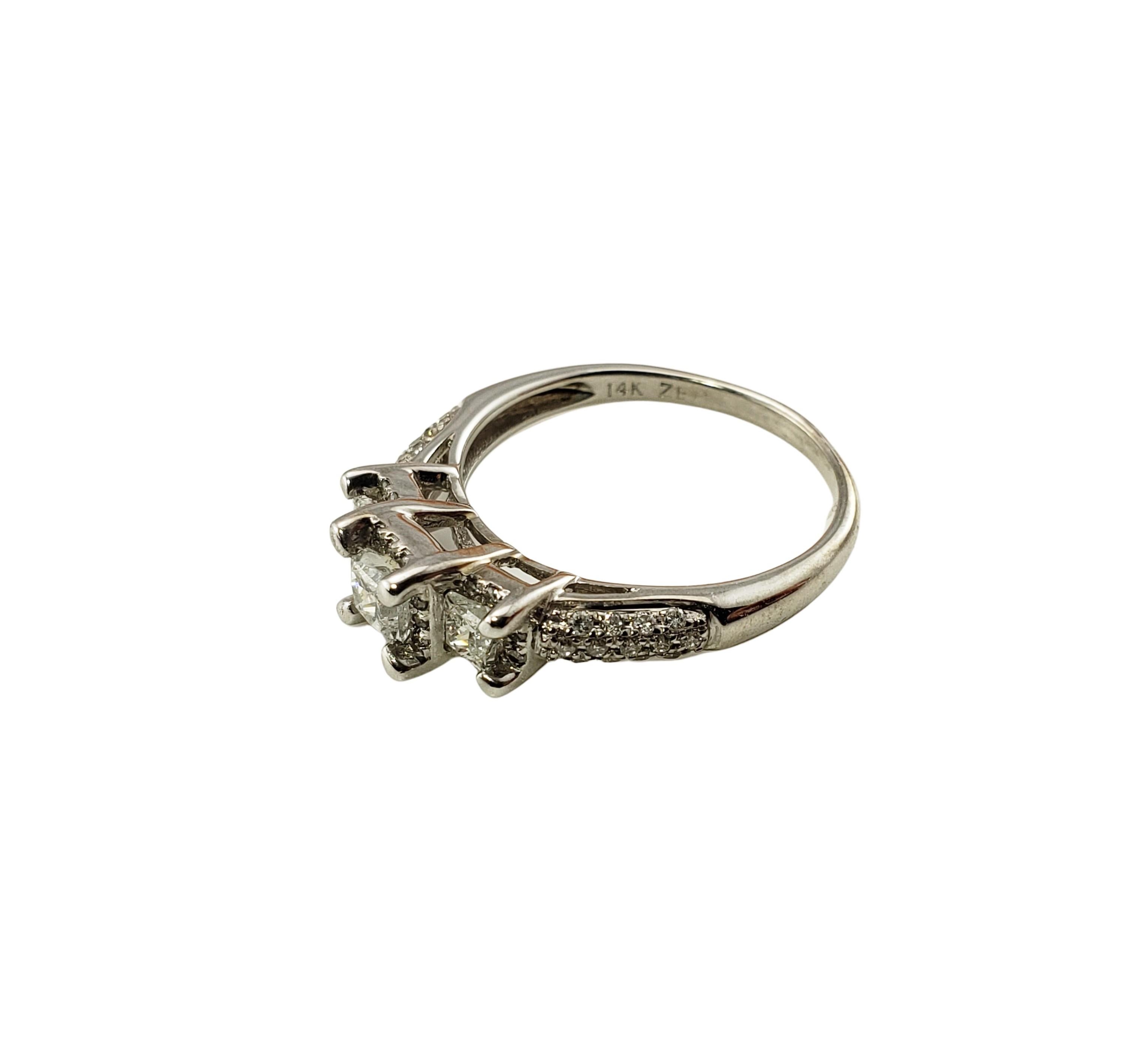 Princess Cut 14 Karat White Gold Diamond Engagement Ring For Sale