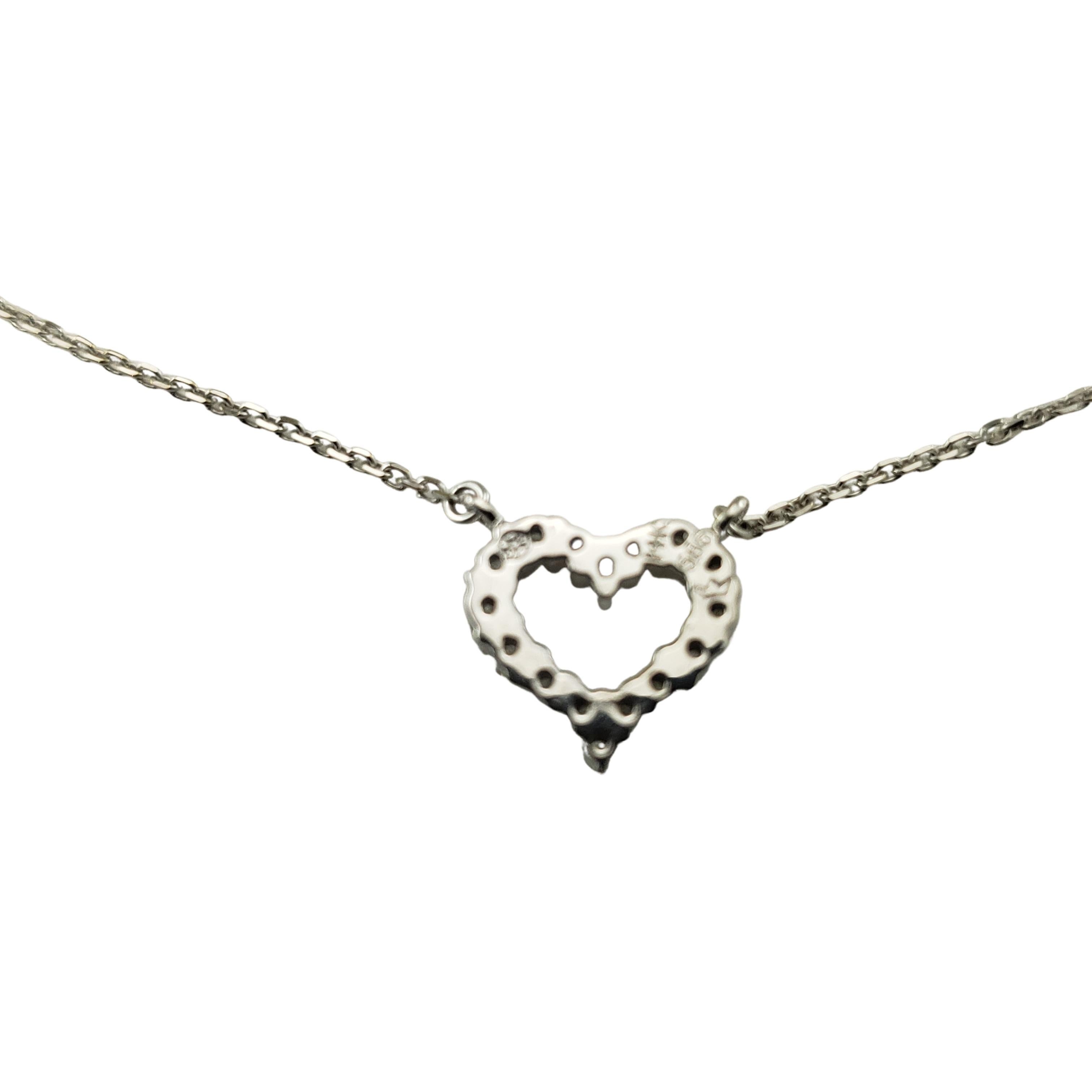 Women's 14 Karat White Gold Diamond Heart Necklace For Sale