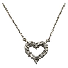 Antique 14 Karat White Gold Diamond Heart Necklace