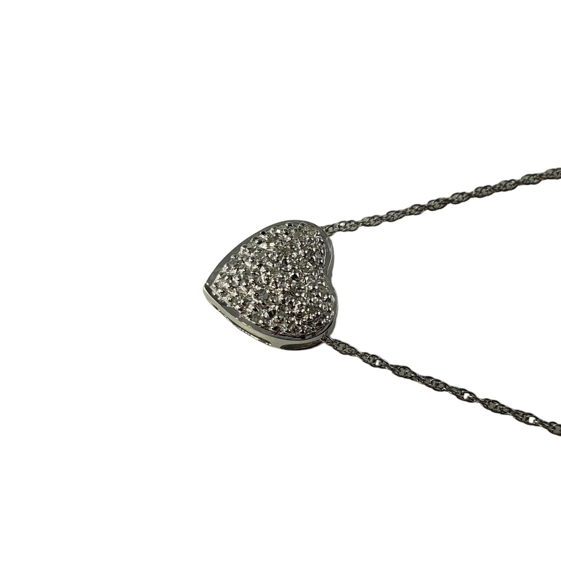 Single Cut Vintage 14 Karat White Gold Diamond Heart Pendant Necklace #14916 For Sale