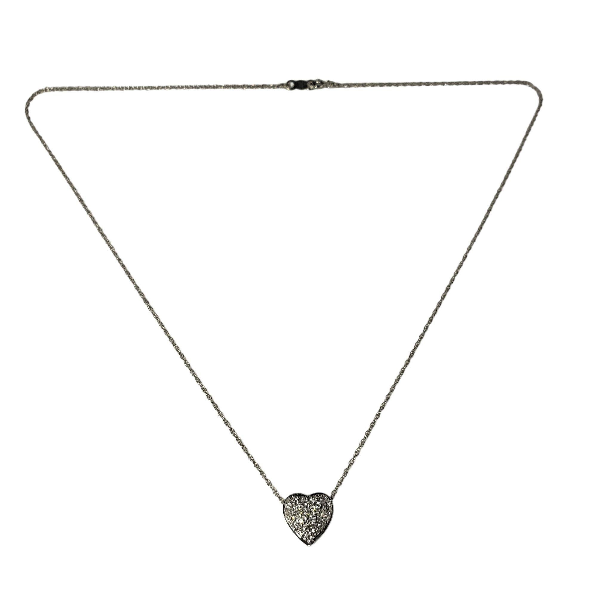 Women's Vintage 14 Karat White Gold Diamond Heart Pendant Necklace #14916 For Sale