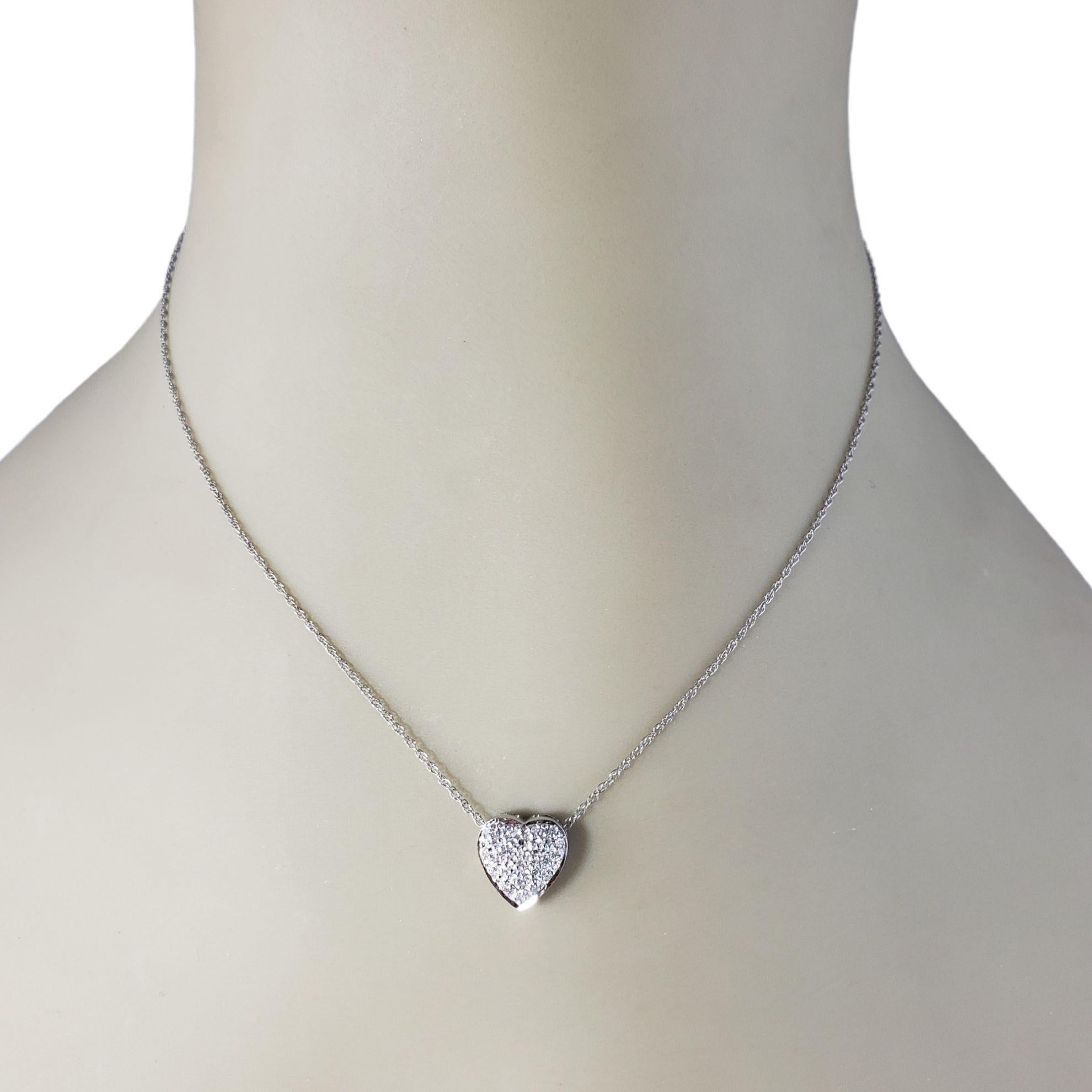 Vintage 14 Karat White Gold Diamond Heart Pendant Necklace #14916 For Sale 2