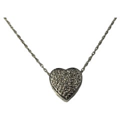 Vintage 14 Karat White Gold Diamond Heart Pendant Necklace #14916