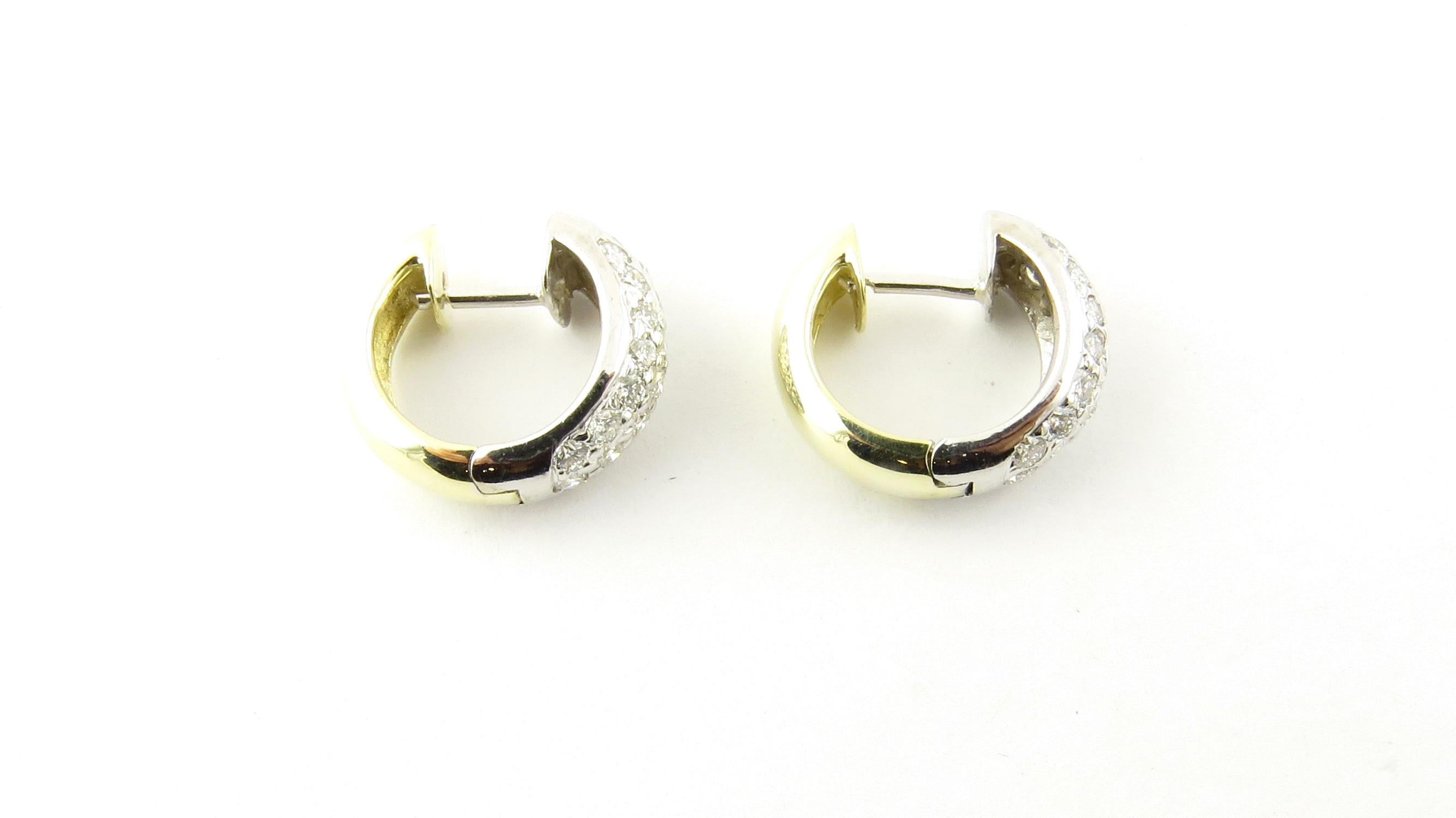 Women's Vintage 14 Karat White Gold Diamond Huggie Earrings #4381