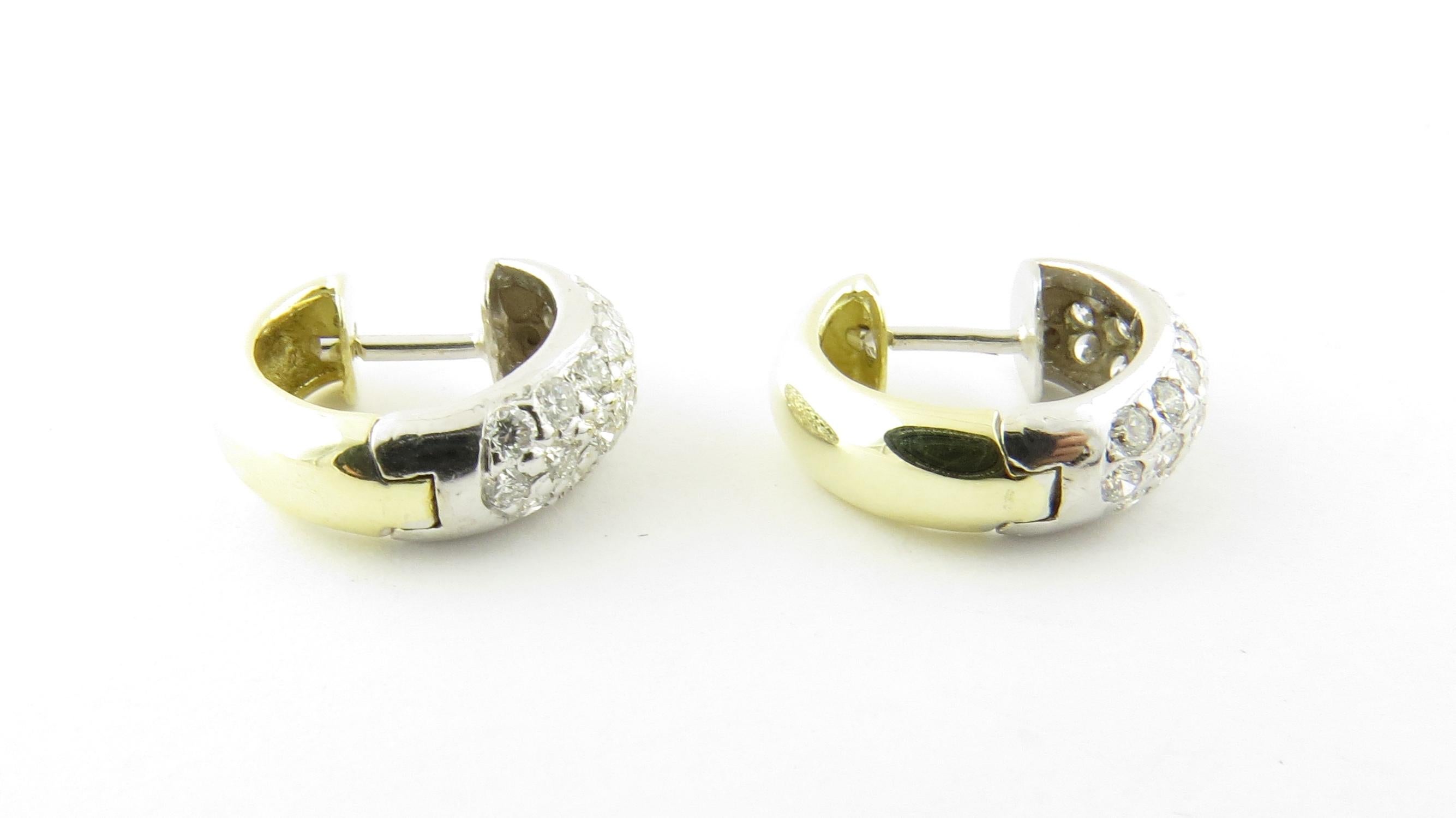 Vintage 14 Karat White Gold Diamond Huggie Earrings #4381 1
