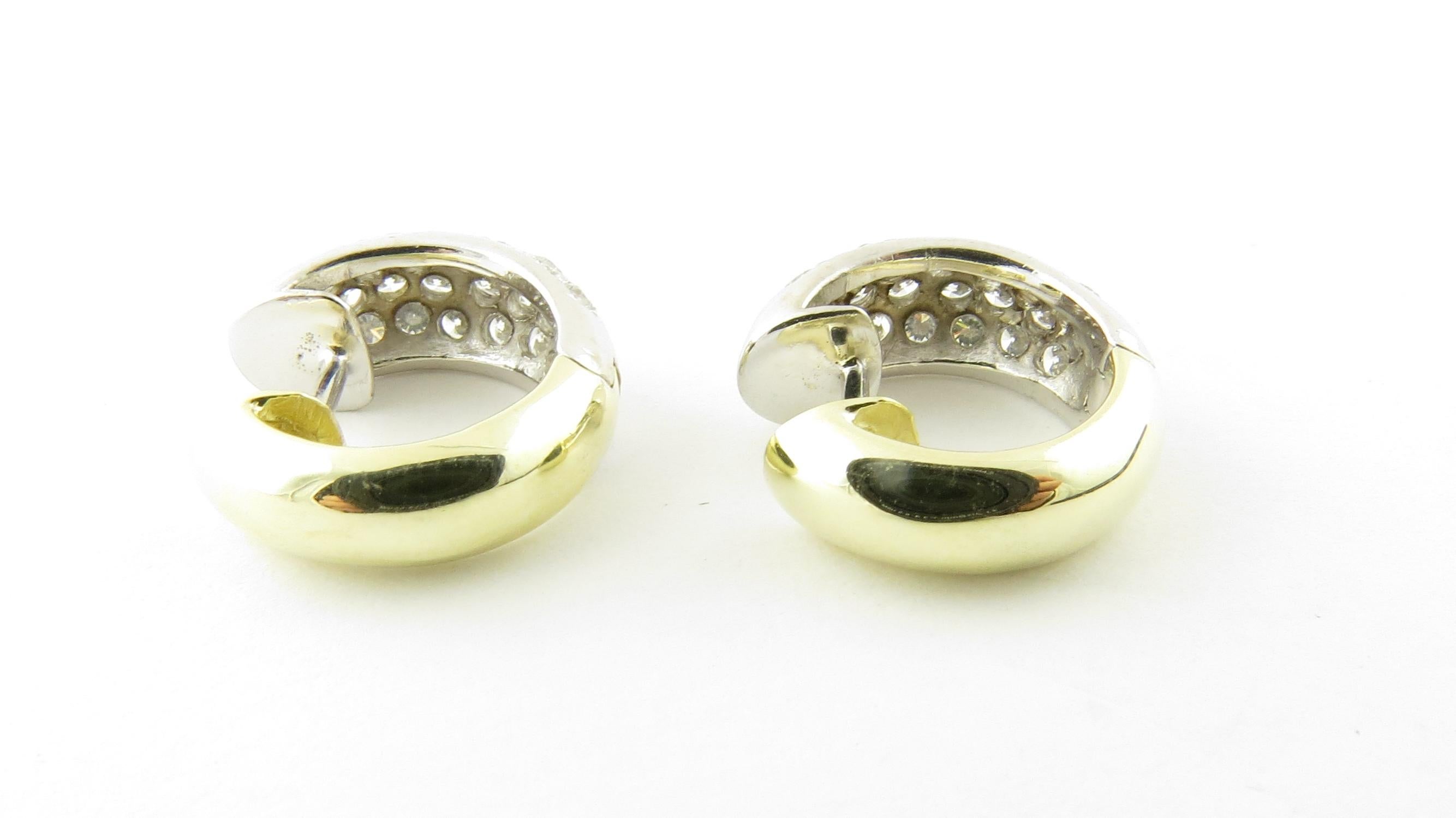 Vintage 14 Karat White Gold Diamond Huggie Earrings #4381 2