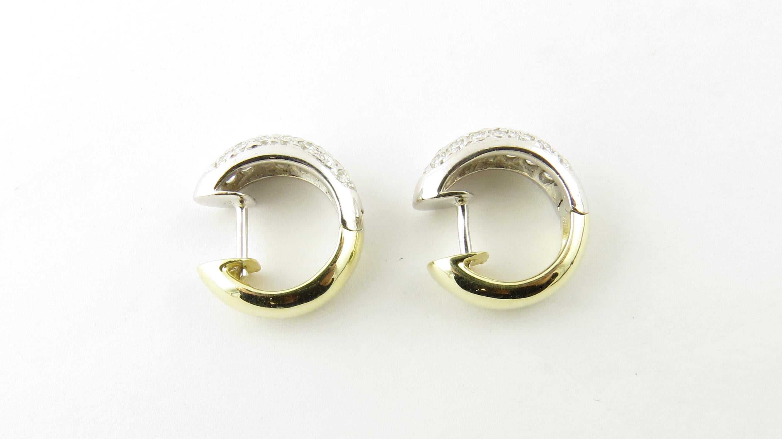 Vintage 14 Karat White Gold Diamond Huggie Earrings #4381 3