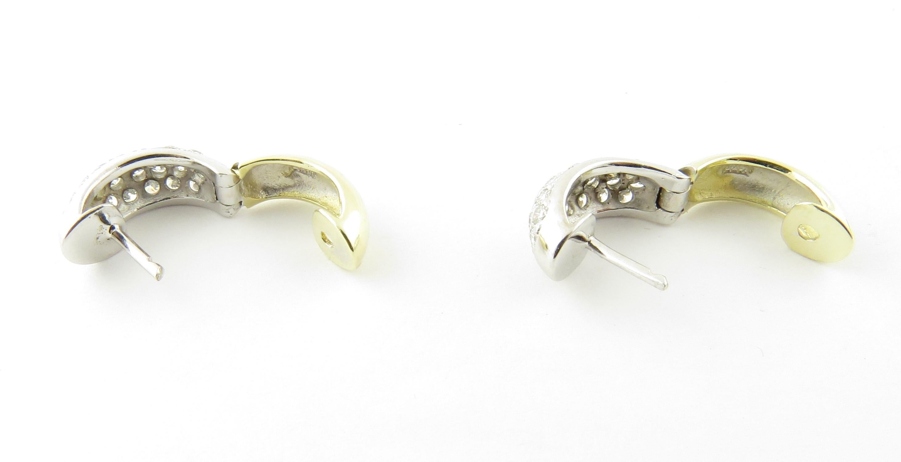 Vintage 14 Karat White Gold Diamond Huggie Earrings #4381 5