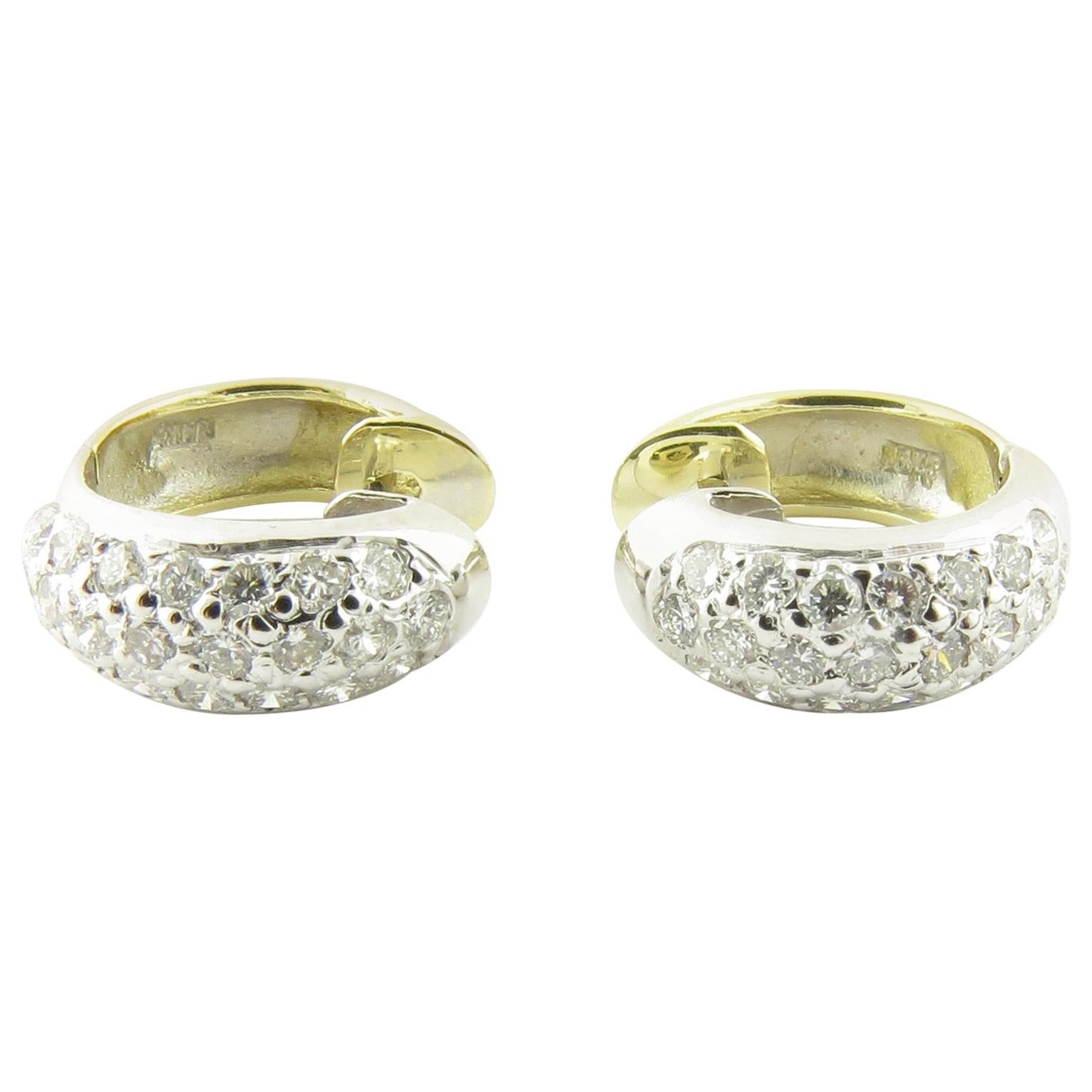 Vintage 14 Karat White Gold Diamond Huggie Earrings #4381