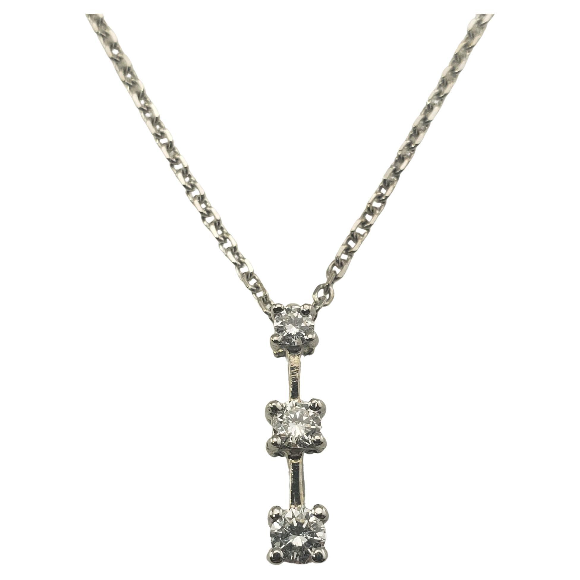 Vintage 14 Karat White Gold Diamond Pendant Necklace For Sale