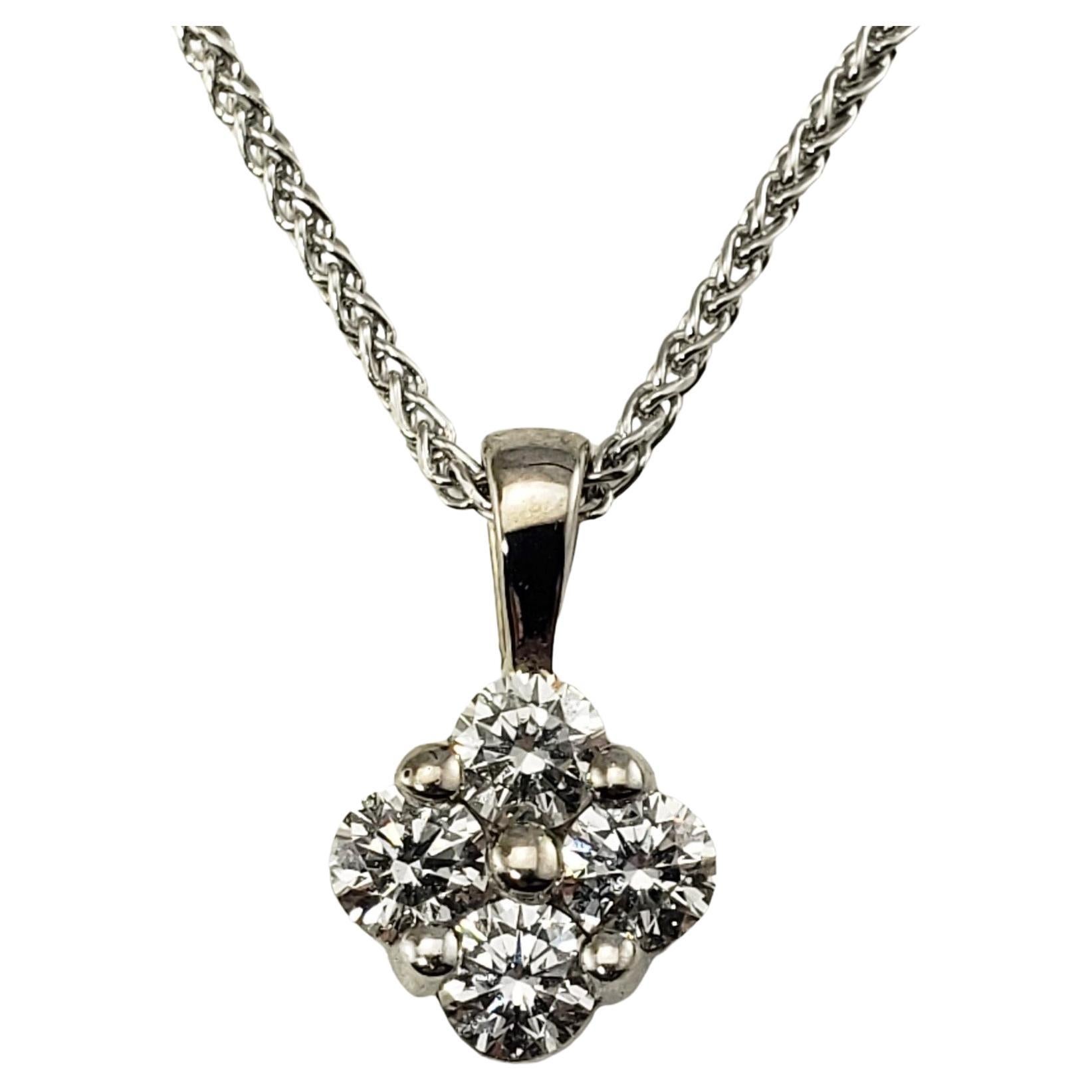 14 Karat White Gold Diamond Pendant Necklace For Sale