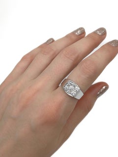 Vintage 14 Karat White Gold Diamond Rectangle Signet Ring