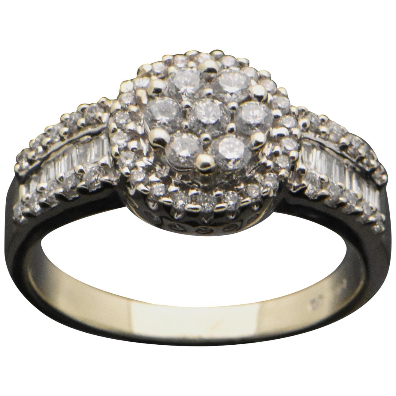 Vintage 14 Karat White Gold Diamond Ring For Sale