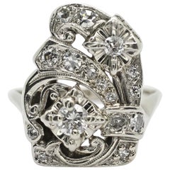 Vintage 14 Karat White Gold Diamond Ring