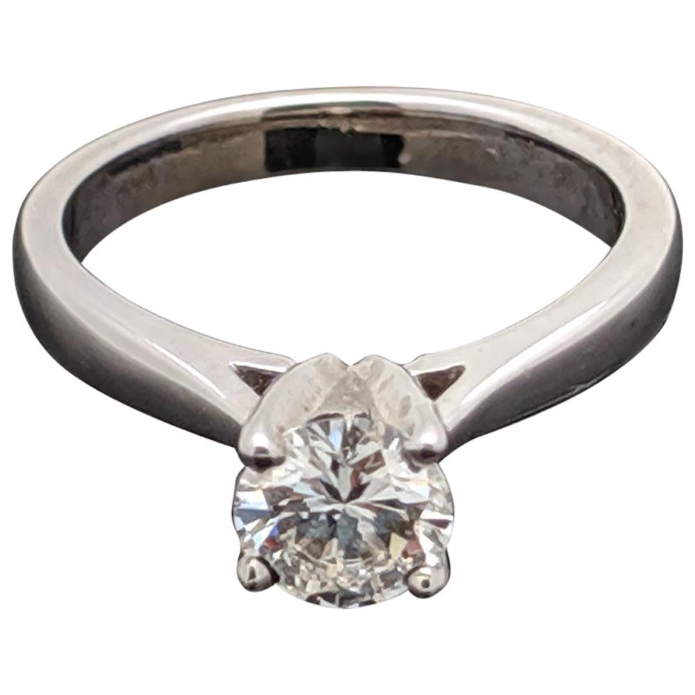 Vintage 14 Karat White Gold Diamond Solitaire Ring For Sale