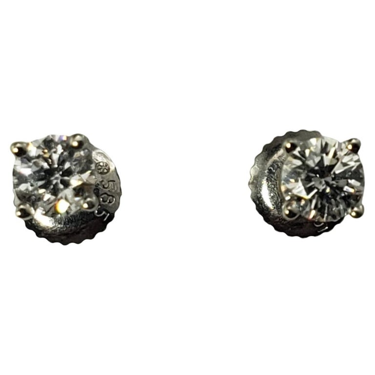 Vintage 14 Karat White Gold Diamond Stud Earrings .40 TCW. For Sale at