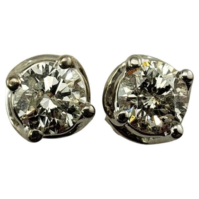 Vintage 18 Karat White Gold Diamond Stud Earrings TCW 130 at 1stDibs