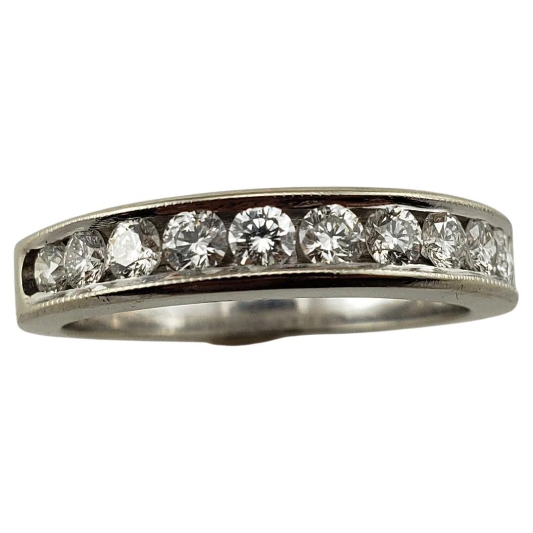 Vintage 14 Karat White Gold Diamond Wedding Band Ring For Sale