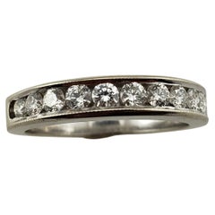 Anneau de mariage vintage en or blanc 14 carats avec diamants