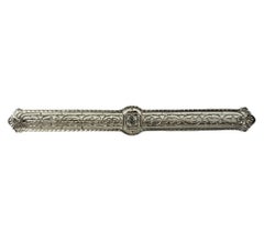 Vintage 14 Karat White Gold Filigree and Diamond Bar Pin #14711