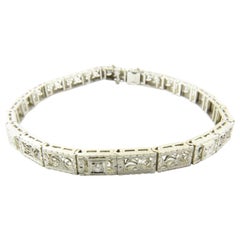 Vintage 14 Karat White Gold Filigree and Diamond Bracelet #4368