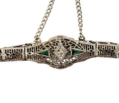 14 Karat White Gold Filigree and Diamond Bracelet
