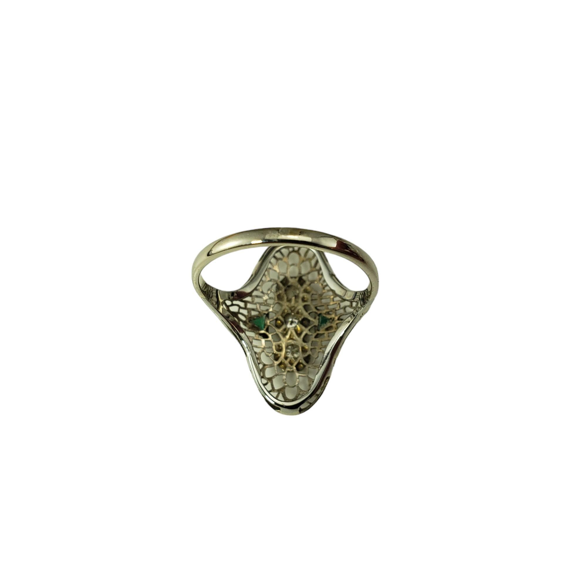 Donna Anello vintage in oro bianco 14 carati con filigrana e diamanti misura 7,5 #17812 in vendita