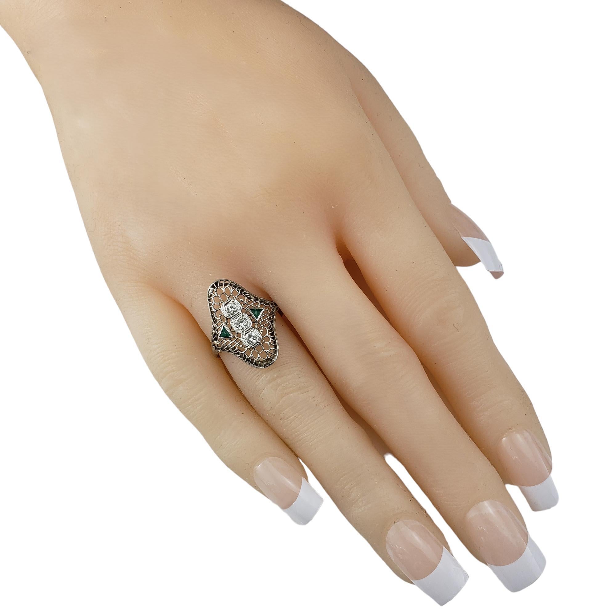 Anello vintage in oro bianco 14 carati con filigrana e diamanti misura 7,5 #17812 in vendita 1