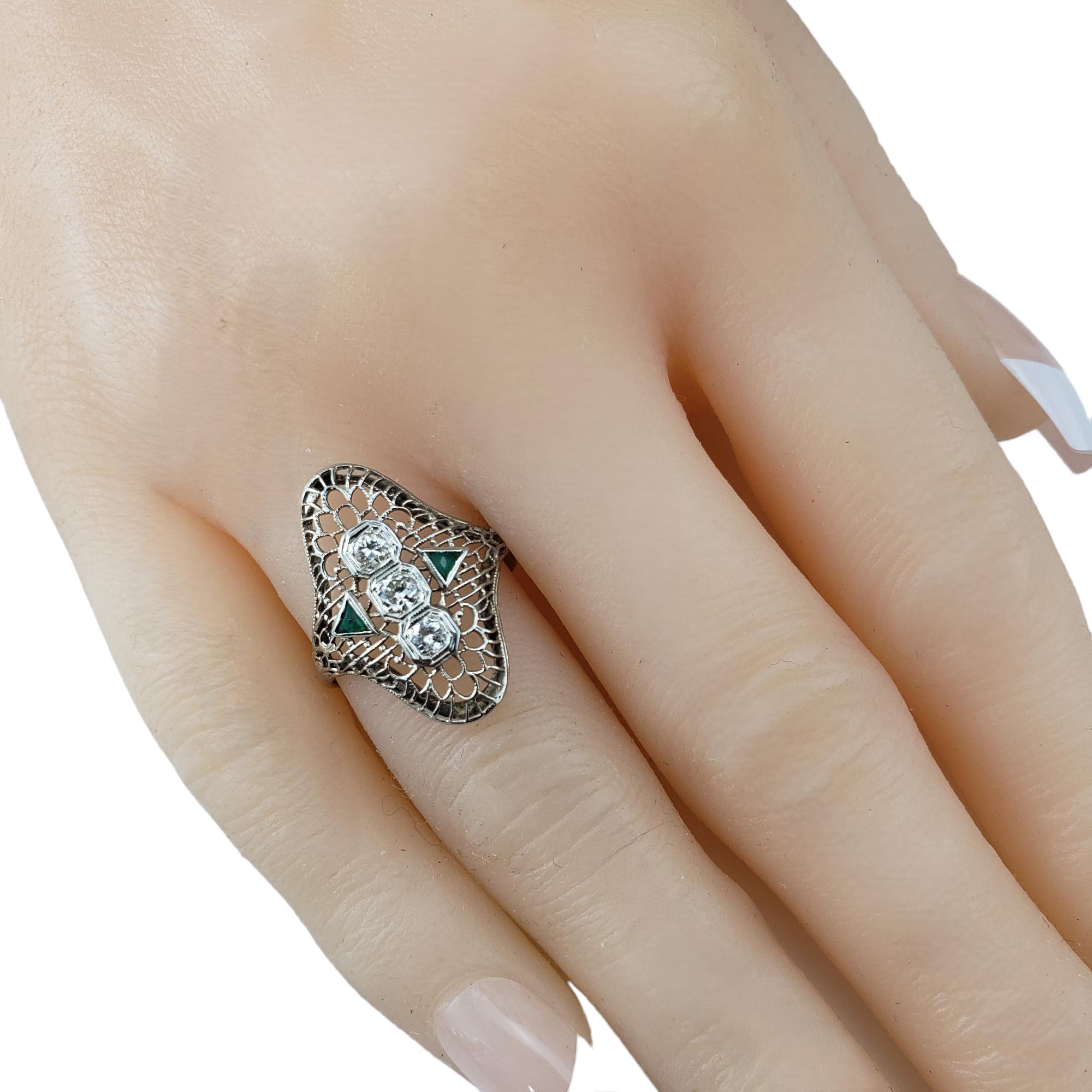 Anello vintage in oro bianco 14 carati con filigrana e diamanti misura 7,5 #17812 in vendita 2