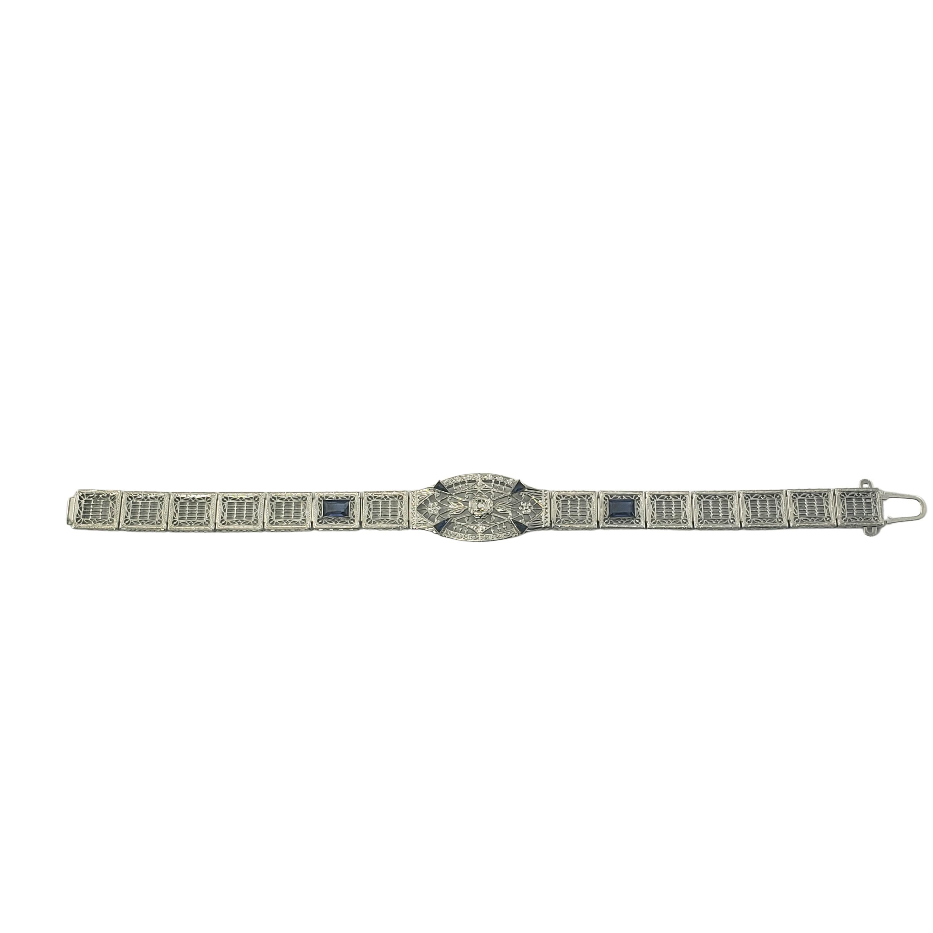 Single Cut Vintage 14 Karat White Gold Filigree Diamond Bracelet For Sale