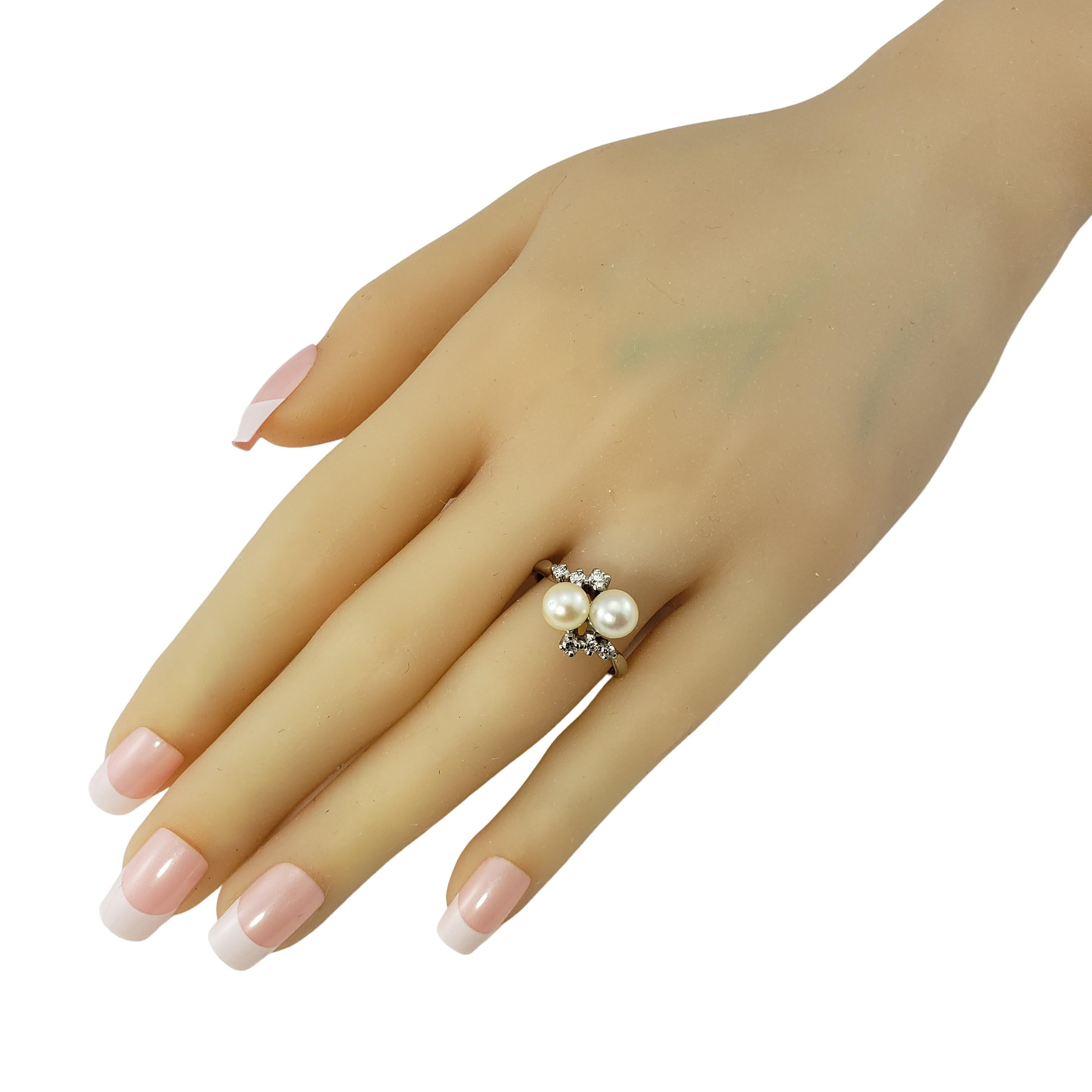 14 Karat White Gold Pearl and Diamond Ring 2
