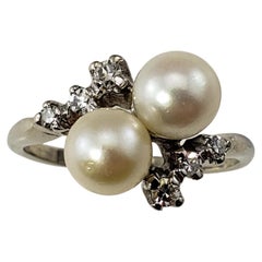 Antique 14 Karat White Gold Pearl and Diamond Ring