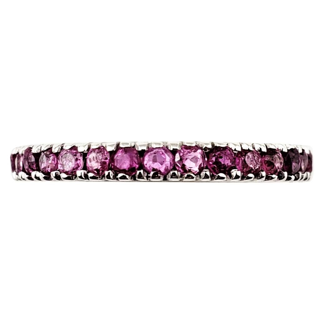 14 Karat White Gold Pink Sapphire Eternity Band For Sale