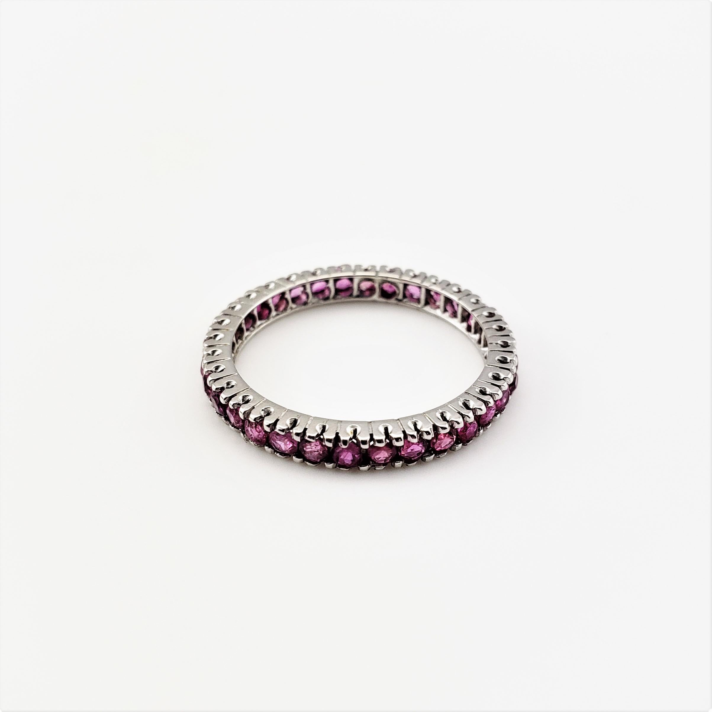 Round Cut 14 Karat White Gold Pink Sapphire Eternity Band For Sale