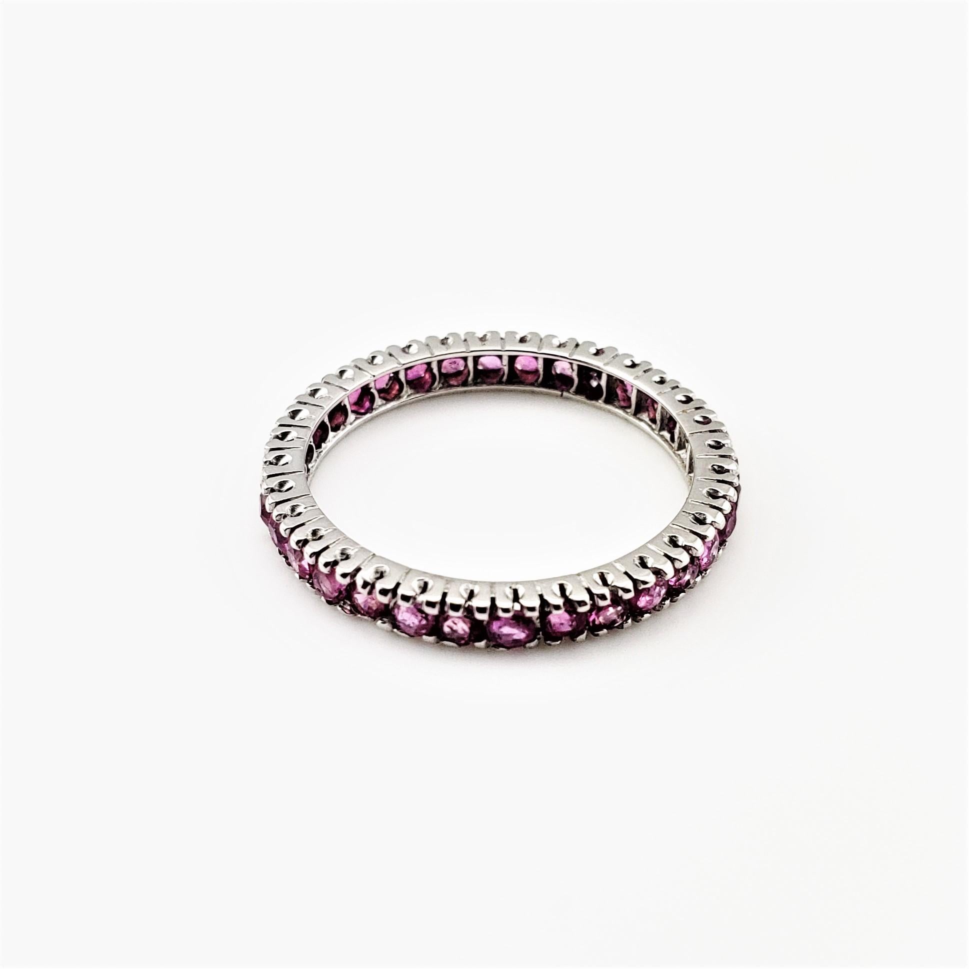14 Karat White Gold Pink Sapphire Eternity Band For Sale 1