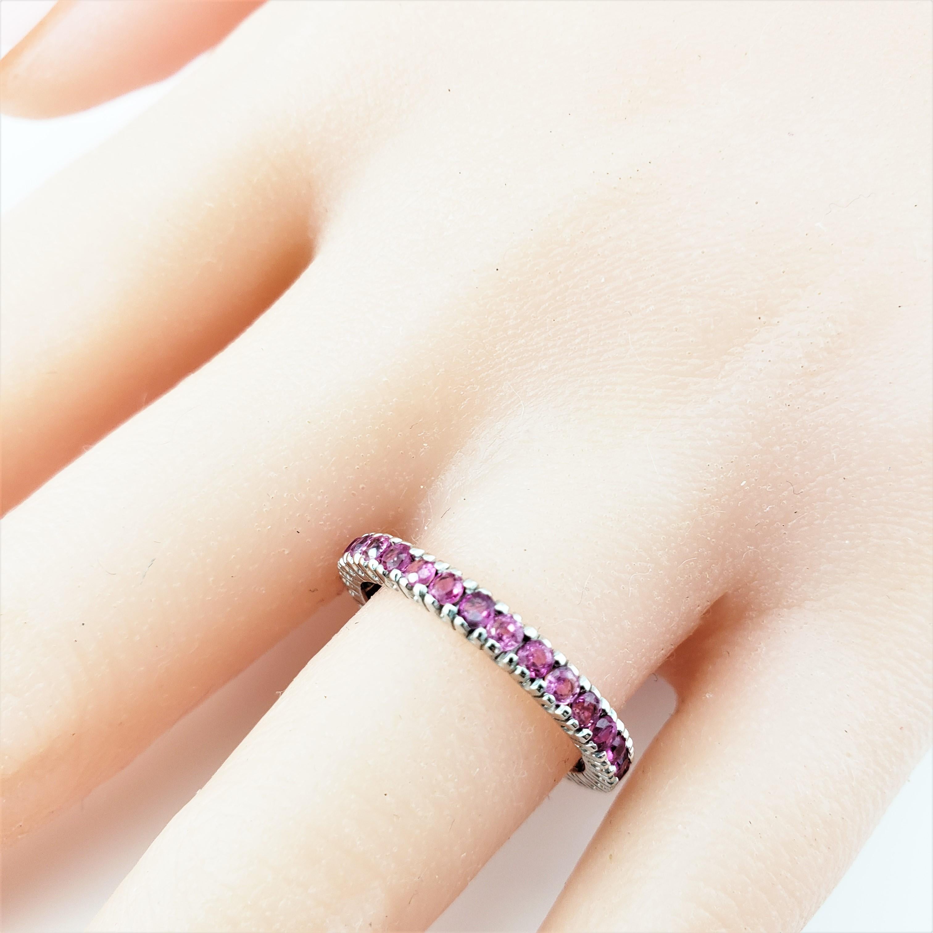 14 Karat White Gold Pink Sapphire Eternity Band For Sale 3