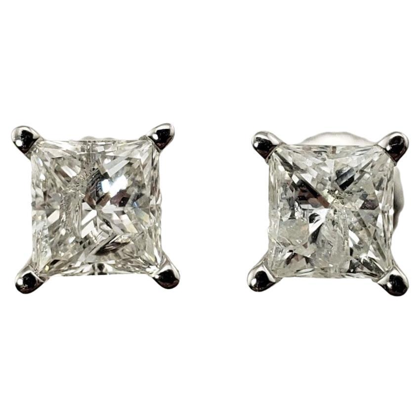Pendientes de oro blanco de 14 quilates con diamantes talla princesa 1,0 TCW