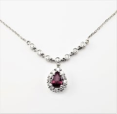 Vintage 14 Karat White Gold Ruby and Diamond Necklace