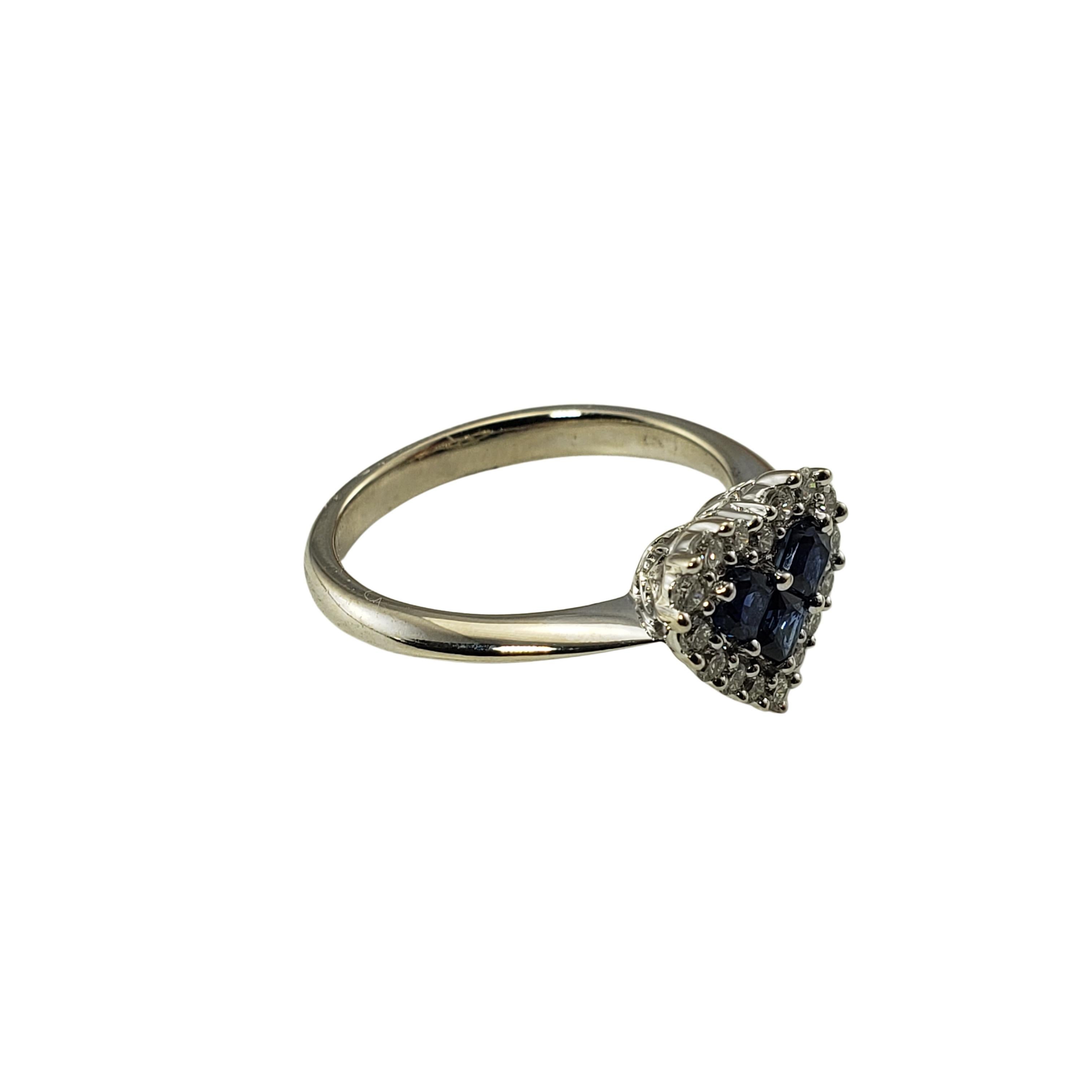 Brilliant Cut 14 Karat White Gold Natural Sapphire and Diamond Heart Ring For Sale