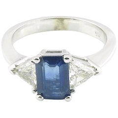 Vintage 14 Karat White Gold Sapphire and Diamond Ring