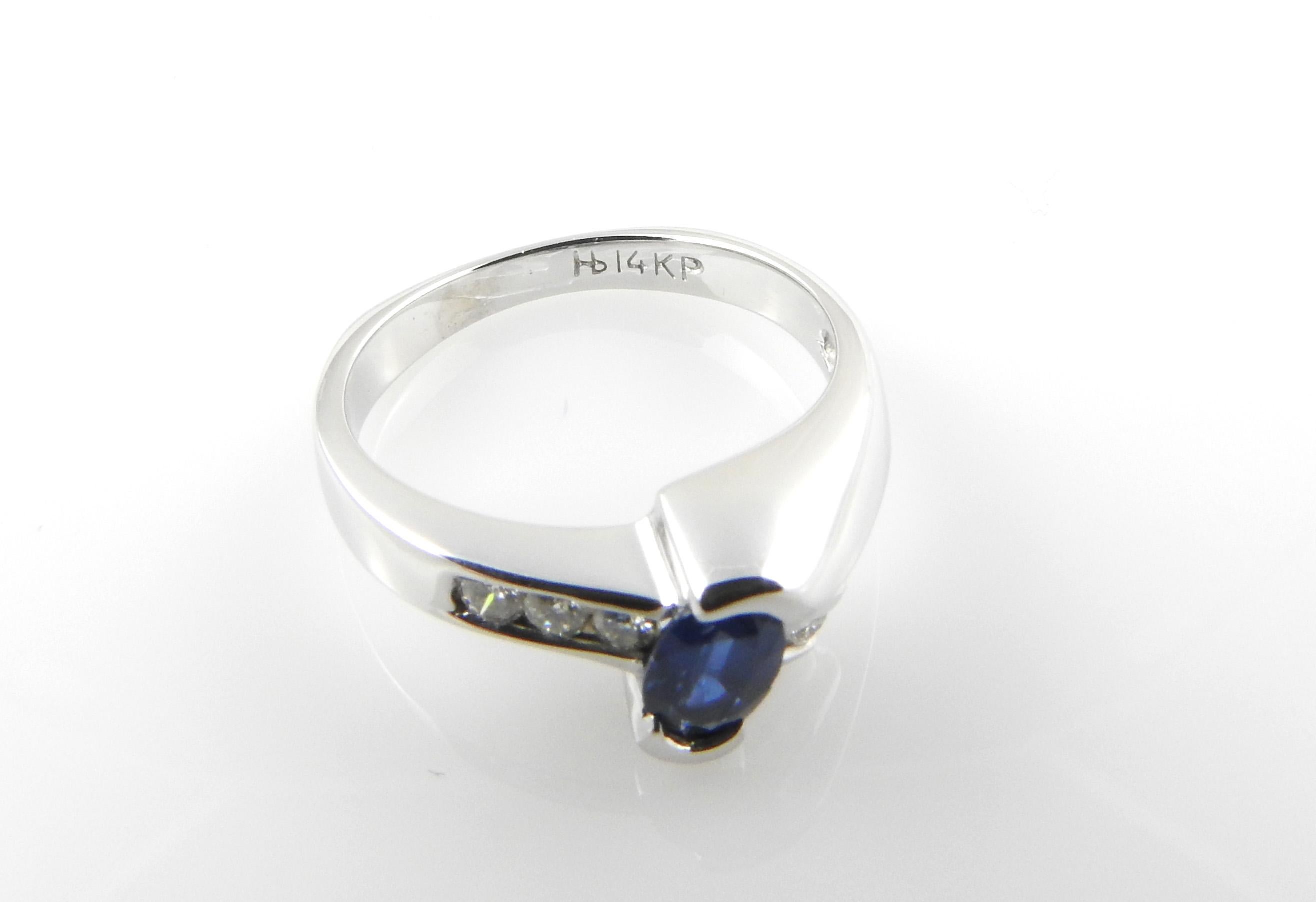 14 Karat White Gold Sapphire and Diamond Ring For Sale 1