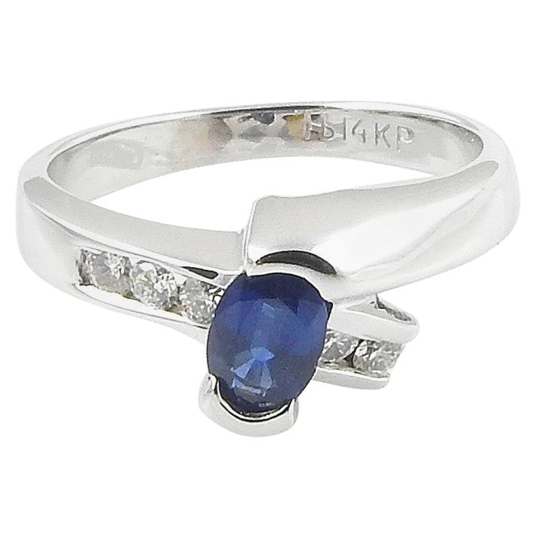 14 Karat White Gold Sapphire and Diamond Ring