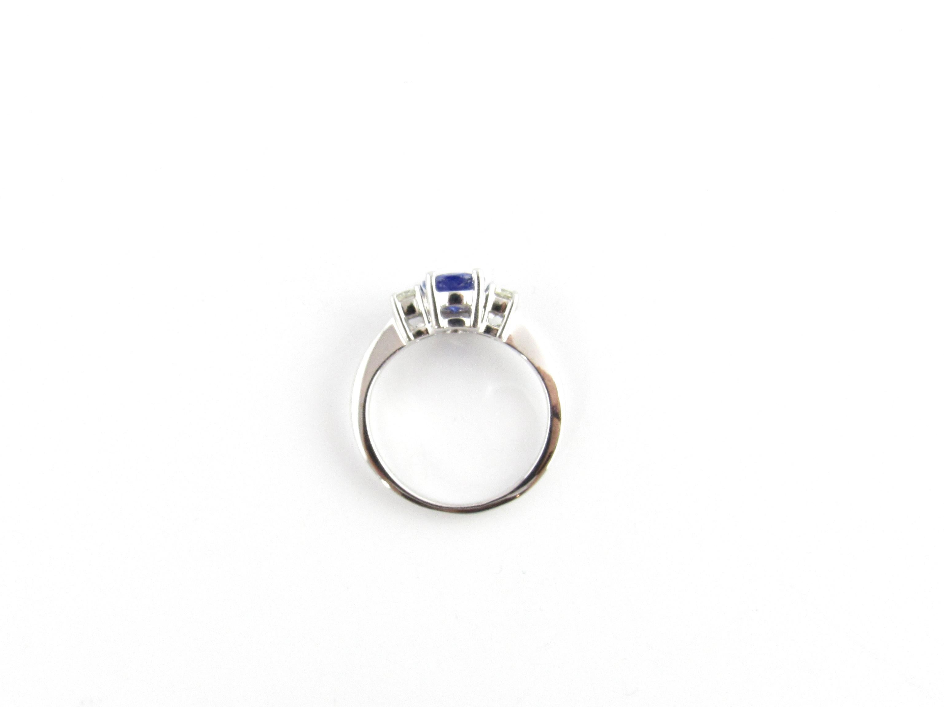Oval Cut Vintage 14 Karat White Gold Tanzanite and Diamond Ring For Sale