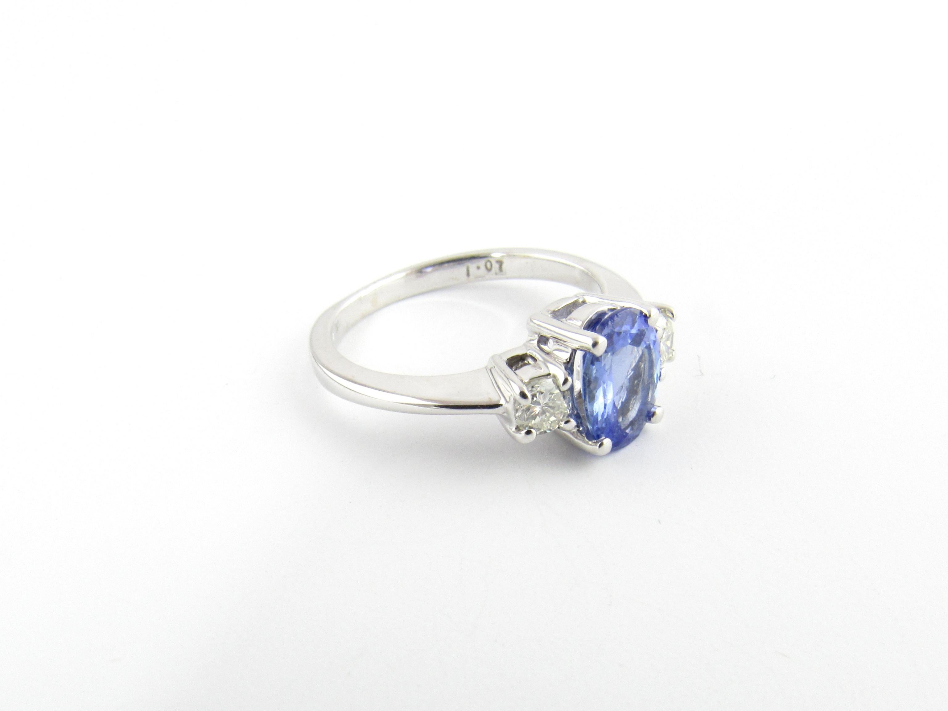 da uomo o donna Anello vintage in oro bianco 14 carati con tanzanite e diamanti in vendita