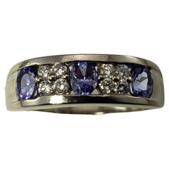 Vintage 14 Karat White Gold Tanzanite and Diamond Ring