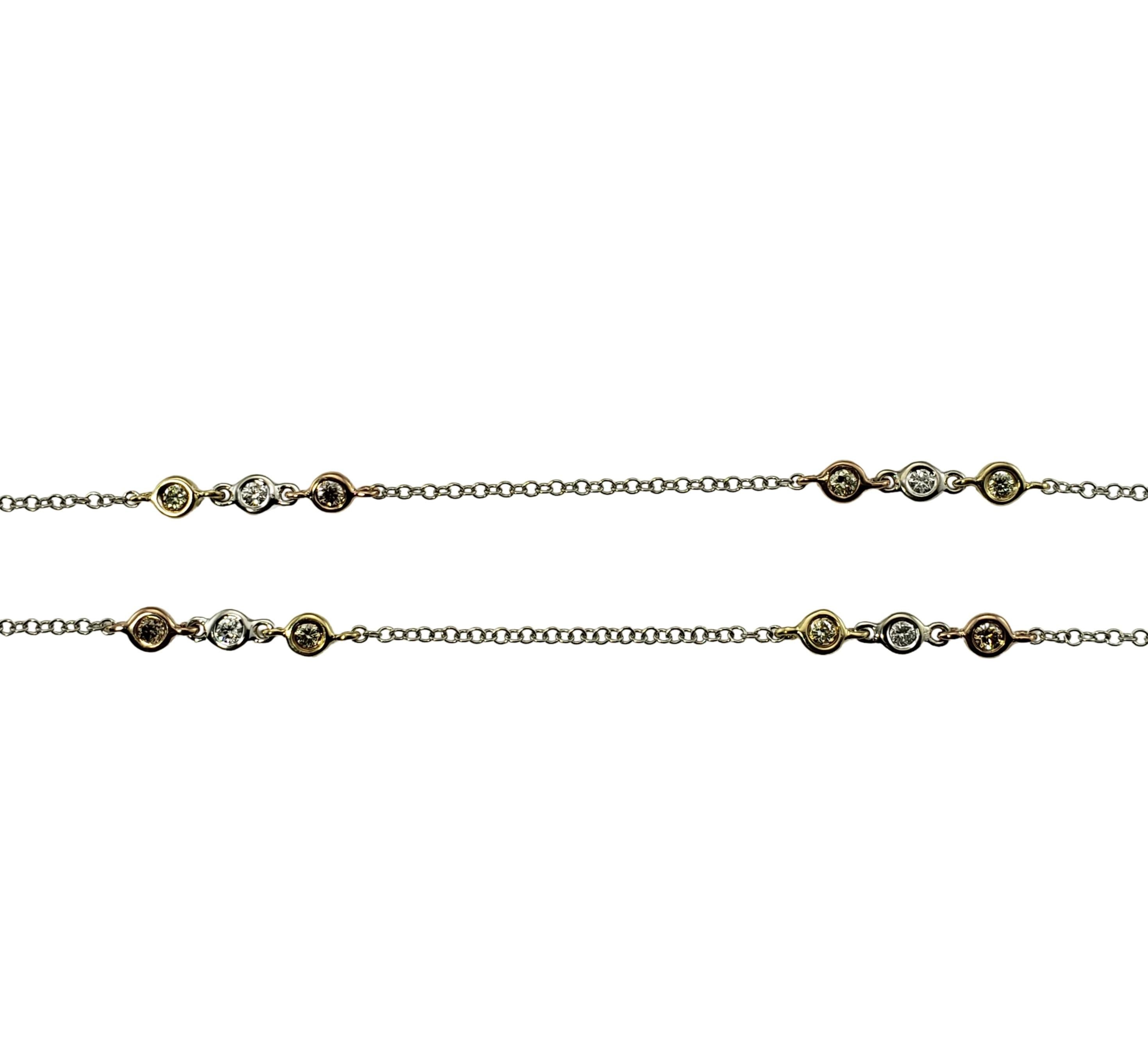 14 Karat Weiß-/Gelb-/Roségold Diamanten pro Yard Halskette im Zustand „Gut“ im Angebot in Washington Depot, CT