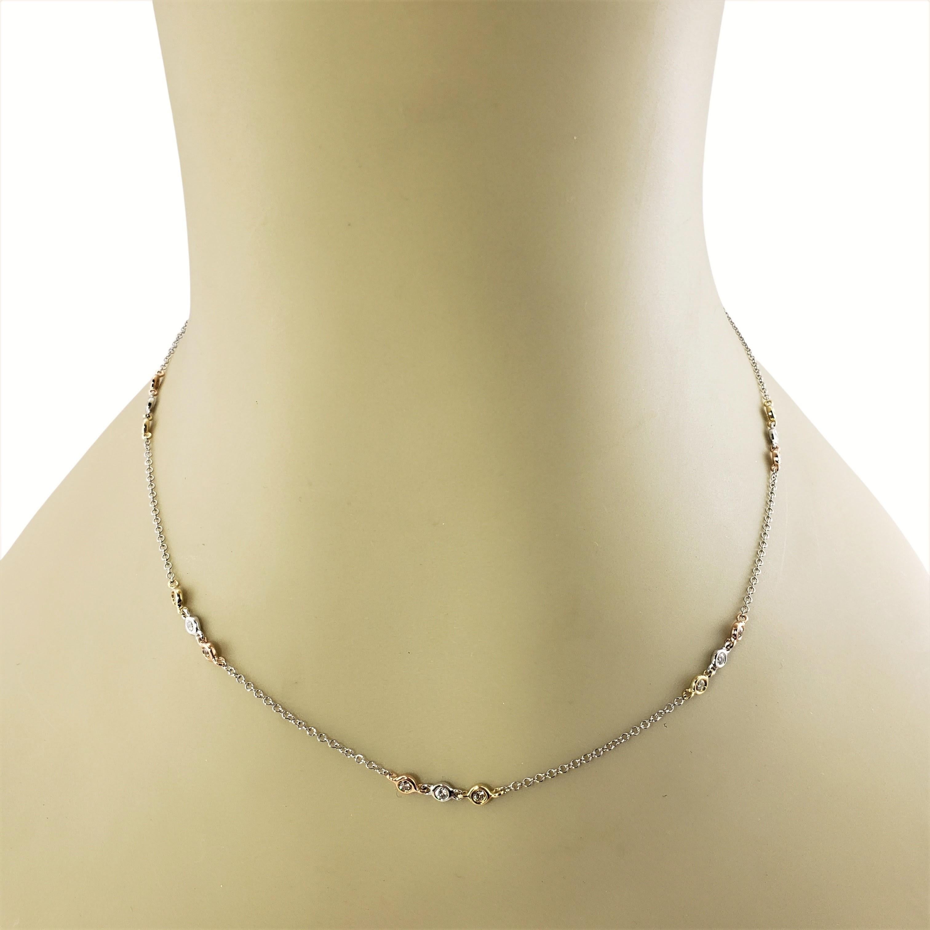 14 Karat White/Yellow/Rose Gold Diamonds by the Yard Necklace For Sale 1