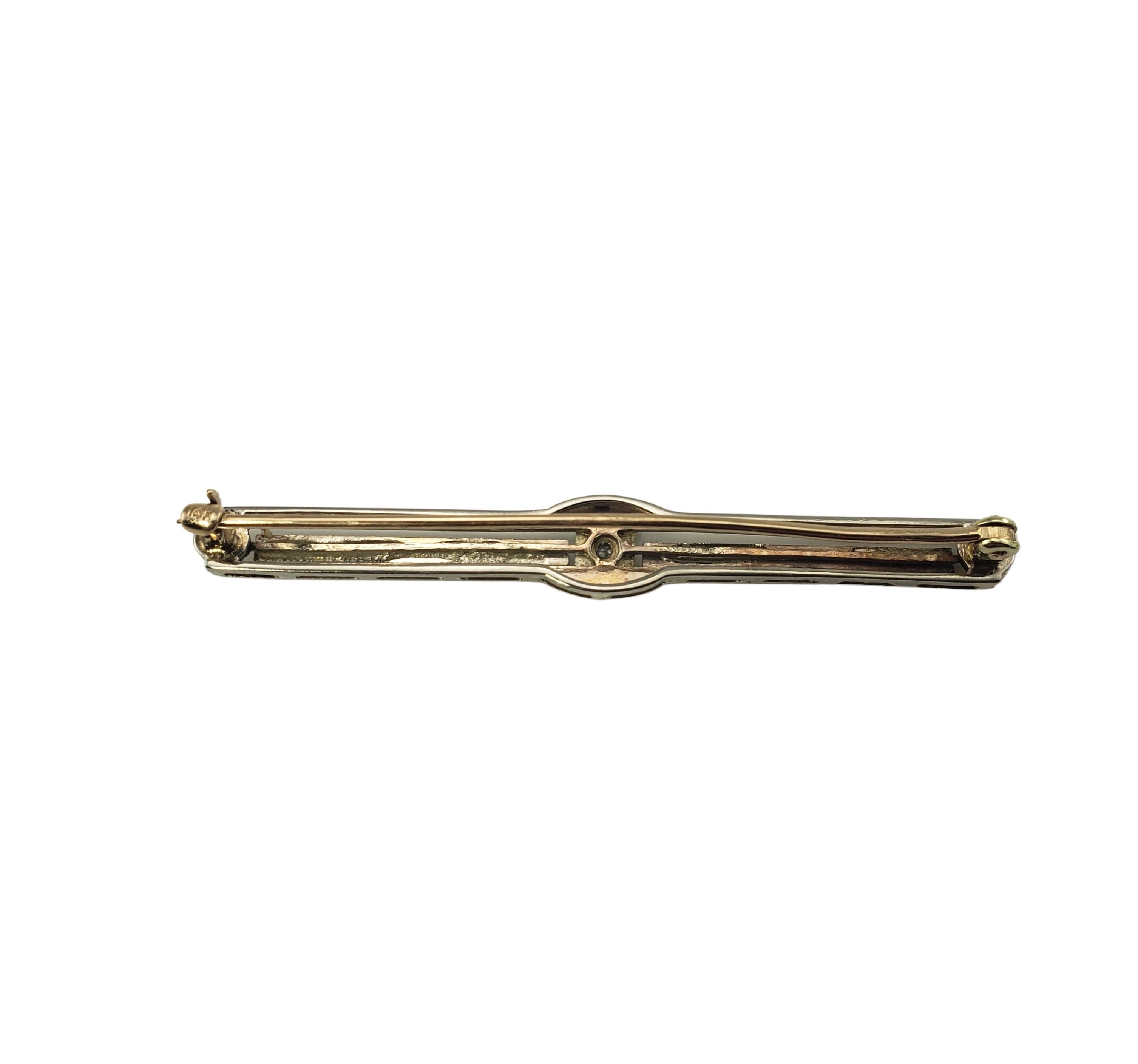 Women's or Men's 14 Karat Yellow and White Gold and Diamond Bar Pin For Sale