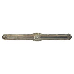 Antique 14 Karat Yellow and White Gold and Diamond Bar Pin